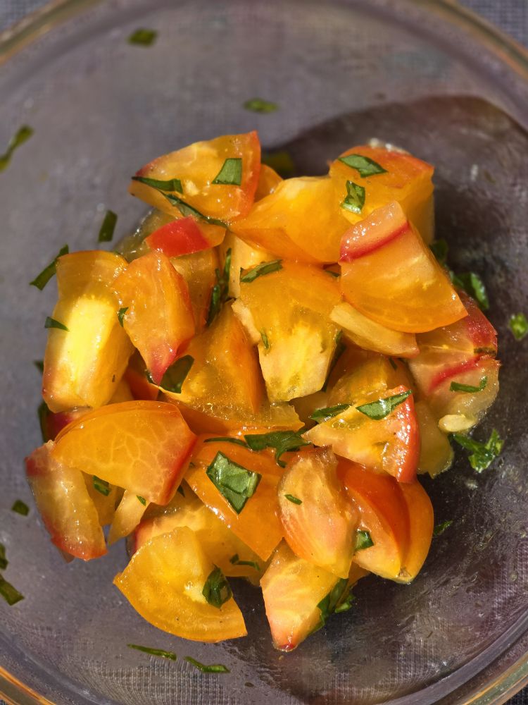 Homegrown tomatoes & fresh basil